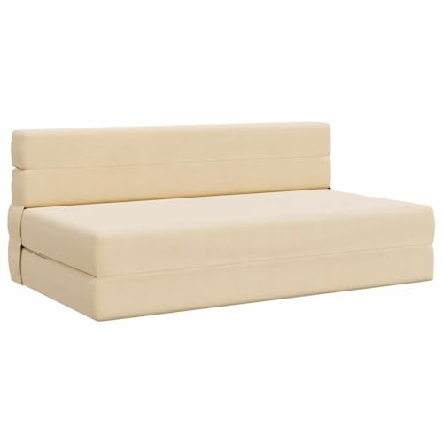 vidaXL Klappsofa Bett Creme 152 x 86,5 x 60 cm Stoff, Verstellbares Sofa-Bett, rechteckige umwandelbare Couch, vielseitiges Möbelstück für Schlaf- und Wohnzimmer