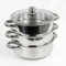 Crystals 3 Tier Stainless Steel Vegetable Steamer, 22CM Induction Hob Steamer with Glass Lid, Food Steamer Cooking, Energy-Efficient Steam Cooker Pot & Pan Set with Cool Handles