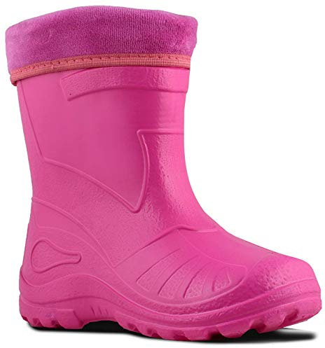 Ultra Light EVA Kids Girls Wellington Boots Rainy Snow Wellies Very Warm Liners (11 UK 29 EU - 19cm, Pink)