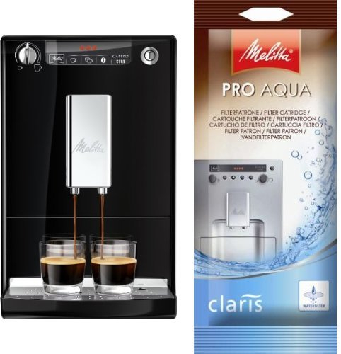 Melitta Caffeo Solo E950-101 Schlanker Kaffeevollautomat mit Vorbrühfunktion/15 Bar/LED-Display/höhenverstellbarer + 192830 Filterpatrone für Kaffeevollautomaten, 1 Patrone