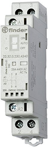 Finder 223202304540 Schalter, modular, 230 V AC/DC Nr. 1/1 A 25 kN AgSno2 mechanischer Anzeige/LED, mit Schalter