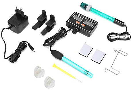 Wasserqualitätsprüfgerät,PH Meter Salzgehalt Tester 2in1 Online PH und Salzgehalt Monitor für Aquarium Pool Wasser Qualität Tester EU 220V