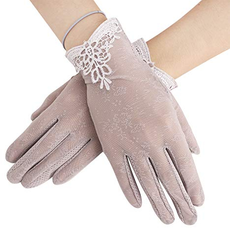 BXT Damen Sommer UV Sonnenschutz Handschuhe, Seide Touchscreen Handschuhe, Kurze Vollfinger Lace Fahren Handschuhe, Brautkleider Handschuhe, Anti-Rutsch, Atmungsative Handschuhe