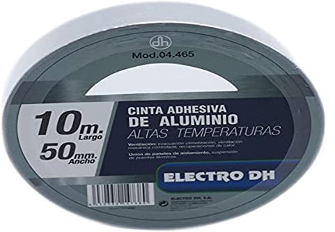 PRENDELUZ Cinta adhesiva de aluminio 50mm x 10m, resistente y duradera, ideal para sellar, aislar y reparar superficies.
