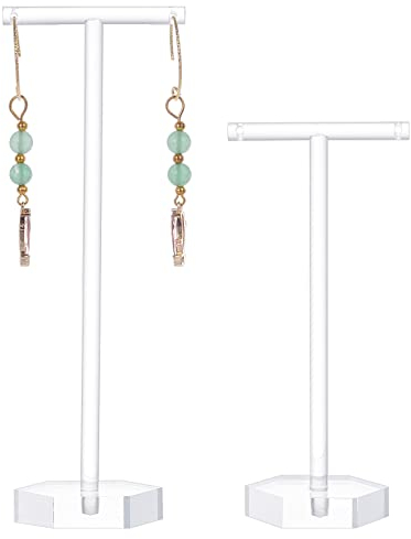 FINGERINSPIRE 2-teiliger Acryl-Ohrringständer Halter T-Form mit Löchern Ohrstecker-Präsentationsständer Schmuck-Organizer Ohrring-Einzelhandel Fotografie
