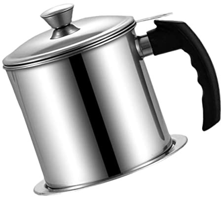 Cabilock 1 Recipiente De Acero con Tapa Colador De Colador De Acero Inoxidable Contenedor De Grasa Contenedor De Acero Inoxidable Contenedor De Grasa Contenedor De Aceite De