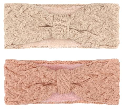 DRESHOW Women Warm Knitted Headband Winter Ear Warmer Crochet Head Wraps Thick Fleece Lining Hair Bands