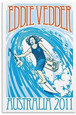 Bybali Eddie Vedder Art SurfingFashion Poster Dekorative Malerei Leinwand Wandkunst Wohnzimmer Poster Schlafzimmer Gemälde 20 x 30 cm
