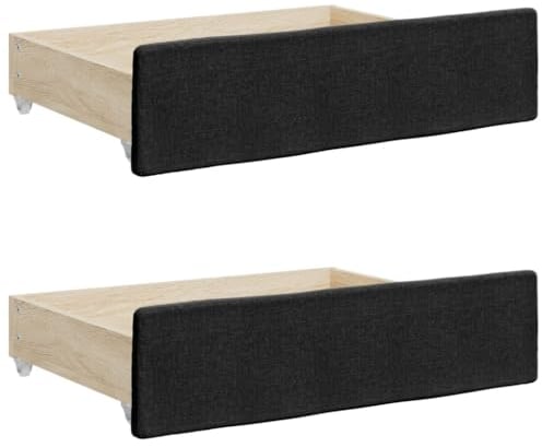 vidaXL Bettschubladen 2 STK., Bettkasten mit Rollen, Schubkasten Schublade für Bett, Bettschubkasten Unterbettschublade, Schwarz Holzwerkstoff Stoff