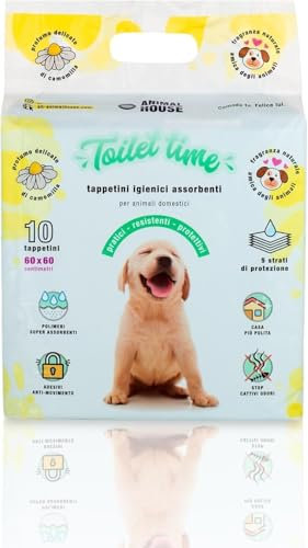 Animal House - 40PZ Tappetini Igienici Assorbenti CAMOMILLA - Alta Assorbenza - Privi di Polvere - Trattiene gli Odori - Protegge la Casa - (60x60 cm 40)