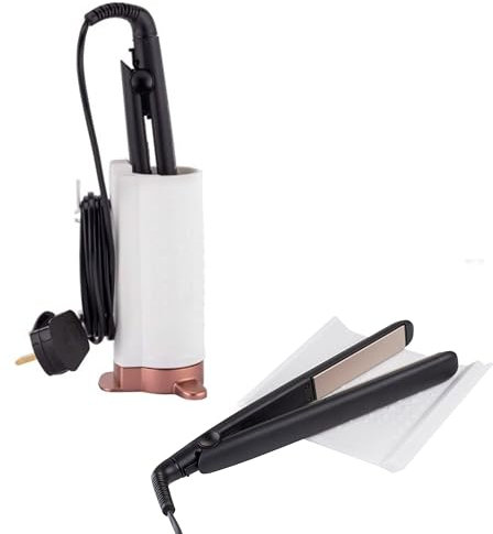 Minky Styling Pod - Silicone Heat Resistant Storage for Straighteners & Hair Crimper, Cable Management, Heat Proof, Lightweight, Heat Resistant Mat Included, Choice of Colours (White & Rose Gold)