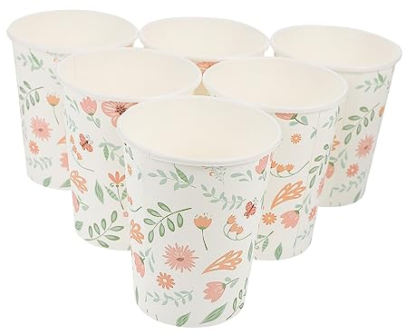 Beavorty Gobelet En Papier Fleuri Jetable Pour FêTe - Lot De 32 Gobelets À Motifs Pour Anniversaires Mariages Et ÉVéNements SpéCiaux - 9 2 X 7 5 Cm