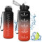 Vikaster Bouteille d'eau, Gourde avec Paille 1500ml, sans BPA, Étanche & Réutilisable, Water Bottle Ouvrir en Un Clic, Convient pour la Gym, Le Yoga, Le Camping, Randonnée