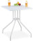 Relaxdays Gartentisch Rattan-Optik, eckig, HBT: 75 x 61 x 61 cm, Balkontisch, Kunststoff & Stahl, Outdoor Tisch, weiß