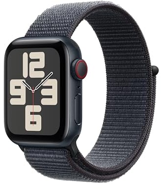 Apple Watch SE (2ᵉ gén) 40 mm GPS + Cellular Montre connectée avec Boîtier en Aluminium Minuit et Boucle Sport Encre Violette. Suivi activité et Sommeil, détection Accidents, Neutre en Carbone