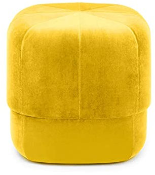 HADECOLL Runder Ottoman-Hocker Aus Samt, Bequemer Couchtisch, Zusätzlicher Sitz Und Fußhocker Für Bschwarz 65 X 65 X 36 cm, Gelb 40 X 40 X 46 cm (16 X 16 X 18 Zoll)