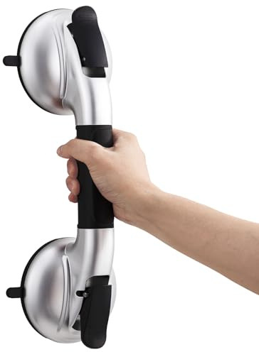 TAILI Haltegriffe für Senioren, Duschgriff für Senioren ohne Bohren, Maximale 150 KG, Haltegriff mit Verbesserten Saugnäpfen aus Gummi, Abnehmbarer und Wasserdichter Badewannengriff Dusche, Schwarz