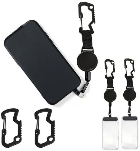 Snrtevu ScreenSaver handy sicherung, Handysicherung outdoor ausziehbar fur skifahren & wandern, mit Schnittfester Metalldraht & Karabiner, Universelles handy diebstahlschutz kette (STIL-2,1PC)