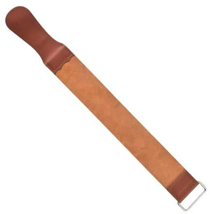 JOINPAYA Sangle D'affûtage en Cuir Marron Double Face pour Rasoir, Tissu Artificiel Résistant, Affûtage Précis pour Coiffeurs, Présent Souvenir et Décoration
