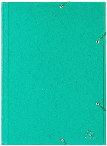 Exacompta 59515E Einschlagmappen DIN A3. Aus Colorspan-Karton mit 3 Klappen und 2 Gummizügen, 24 x 32 cm, DIN A4, grün Sammelmappe Dokumentenmappe für Büro und Schule