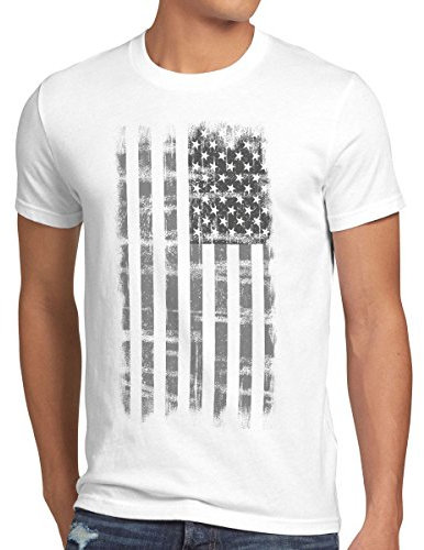 style3 USA Vintage T-Shirt Herren US Stars Stripes Flagge Fahne, Größe:XL;Farbe:Weiß