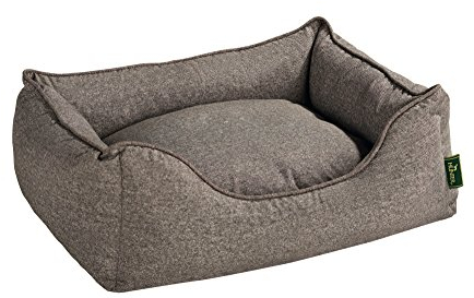HUNTER Boston Hundesofa, Hundebett, Wendekissen mit Plüschbesatz,pflegeleicht, 100 x 70 cm, braun