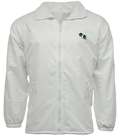 Stormway Unisex to Fit Lawn Bowls Bowlswear Bowling Bowls Waterproof & Windproof Mesh Lined Jacket with Bowls Logo with Detachable Hood (XL) White