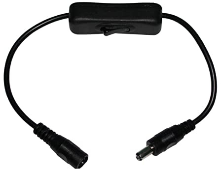 LED DC Kabel Schalter 30cm DC Buchse + DC Stecker 5,5/2,1mm Schwarz