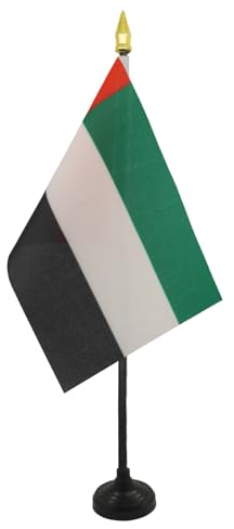 AZ FLAG - Tischflagge Vereinigte Arabische Emirate - 15x10 cm Goldene Splitze - Vereinigte Arabische Emirate Tischfahne 10 x 15 Cm - Flaggen