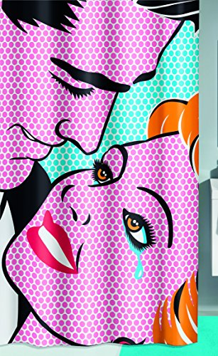 Kleine Wolke Kiss Duschvorhang, Polyester, Multicolor, 180 x 200 x 0.2 cm