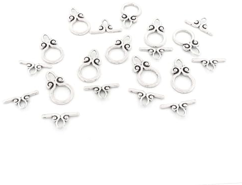 Knebelverschlüsse 20 mm in antik silberfarben 10 Stück