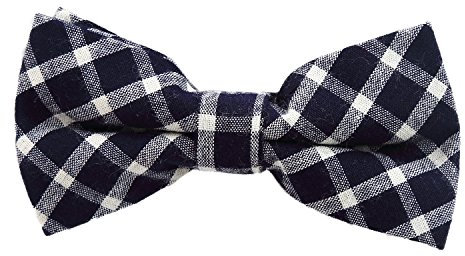 DonDon Noeud papillon à carreaux en coton pour homme 12 x 6 cm avec crochet déjà lié et réglable - Bleu foncé blanc