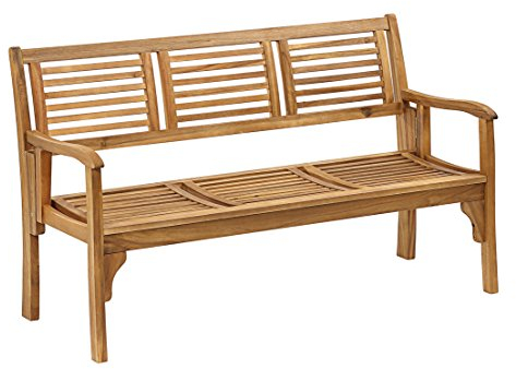 Dehner Klappbank Douglas, 3-Sitzer Gartenbank, 150 x 62 x 90 cm, FSC®-zertifiziertes Akazienholz, geölt, Natur