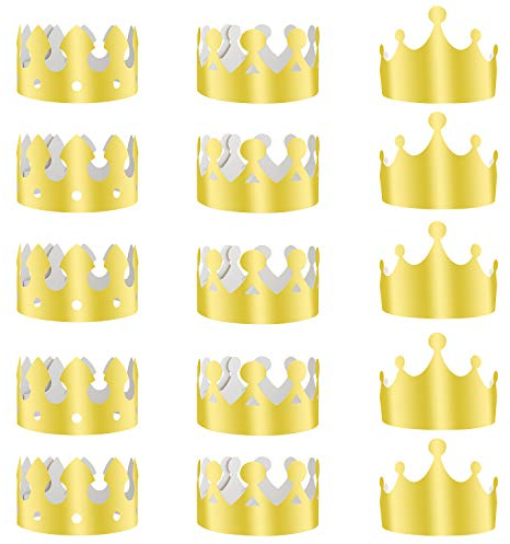 TUPARKA 36 Stücke Goldene König Kronen Goldfolie Papier Party Crown Hut Kappe für Geburtstagsfeier Baby Shower Foto Requisiten (Gold)
