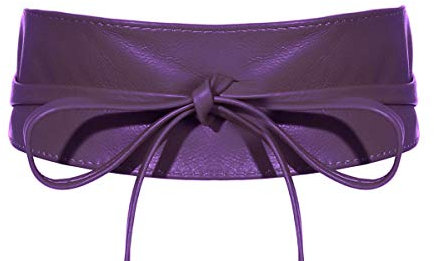 malito – Damen Taillengürtel aus 100% weichem Echtleder – Onesize Bindegürtel mit verstellbarem Taillenband – breiter Wickelgürtel mit Schleife – Hüftgürtel G100 (Violett)