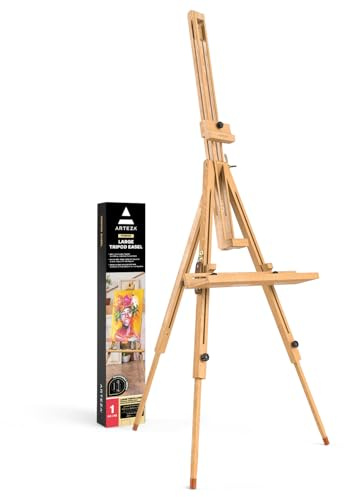 Arteza Cavalletto Pittura in Legno, 95 x 100 x 198,9 cm Espositore Legno Treppiede per Artisti, Supporto Regolabile per Tele, Raccordi in Acciaio, per Pittura e Mostra di Opere d'Arte