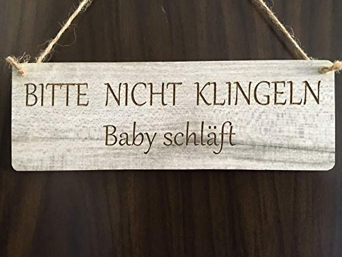 Türschild Deko schild Landhaus Vintage Shabby Retro Nicht klingeln Baby schläft Bild Holz Wandbild Tafel Schild Deko