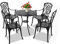 Centurion Supports OSHOWA Garden & Patio Table & 4 Large Chairs with Armrests Cast Aluminium Bistro Set - Black