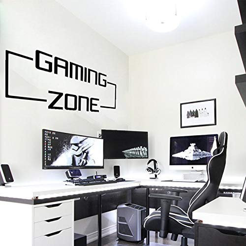 Stickers muraux, Gaming Zone Gamer Wall Sticker salle de jeux chambre d'enfant jeu vidéo citation Wall Decal chambre vinyle Home Decor 56X14Cm