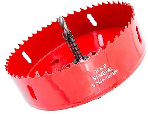 Bi-Metal Hole Saw Drill Bit HSS Hole Cutter with Arbor for Wood and Metal LAIWEI (5-1/8(130mm))