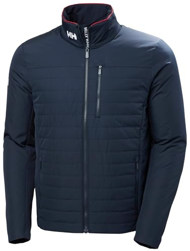 Helly-Hansen Crew Insulator Jacket 2.0 Men Lightweight Warm Sailing Jacket, Water Resistant Windproof Primaloft Insulation, Black, 597 Navy - X-Large