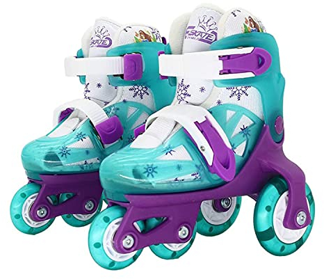 Sumeber Inline Kinder Skates Tri-Linie mit veränderbarer Länge Kid Jungen Mädchen Rollschuhe Outdoor/Indoor (Fluoreszierendes Blau, XS(27-30))