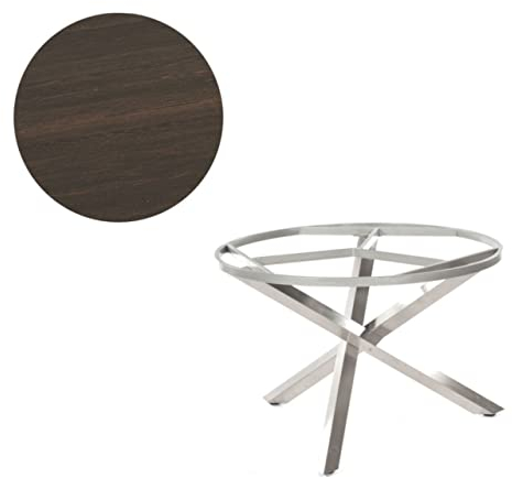 Sonnenpartner Gartentisch Base-Spectra rund Ø 134 cm Edelstahl Tischsystem Tischplatte Compact HPL Vintageoptik 80050567