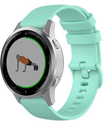 Wownadu Bracelet Quick Release 18mm Compatible pour Garmin Vivoactive 4S/ Vivomove 3S/ Venu 3S/ Venu 2S, Forerunner 255S/ 255S Music/ 265S Bracelets Sarcelle Remplacement Silicone Sport Bands Strap