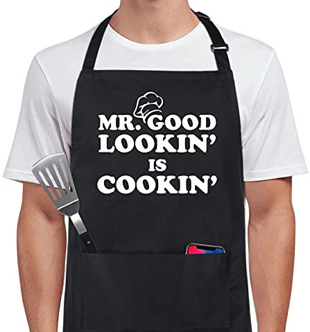Xornis Delantales divertidos 100% algodón para hombres, con 2 bolsillos, regalo para el día del padre, cumpleaños, aniversario