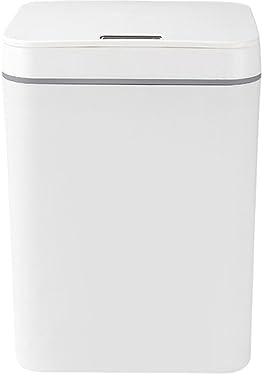 Garbage Can Plastic Garbage Bin Home Accessories Inductive Trash Can Sensor Trash Can Kitchen Trash Can Car Desk Abs+pp+electronic Components Plastic Barrel Hands- White Office