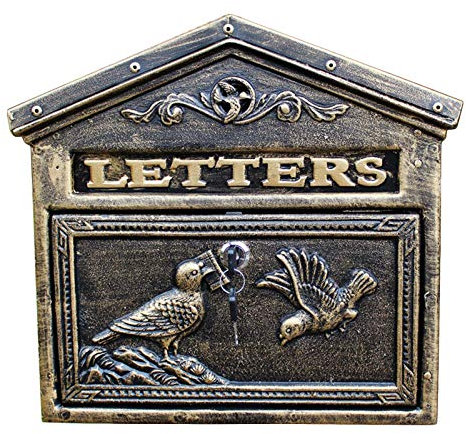 FZYE Vintage antike Wand montiert Hochleistungs Gusseisen abschließbare Mailbox mit Vogel für Wandtür Tor Zaun Post Garden Home House Dekoration