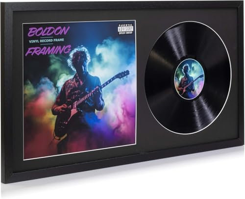 12 / 10 / 7 Double Vinyl LP Record and Album Cover Frame BLACK Mount Memorabilia Wall Display (Matt Black, 35L x 19Wcm 7 Vinyl)