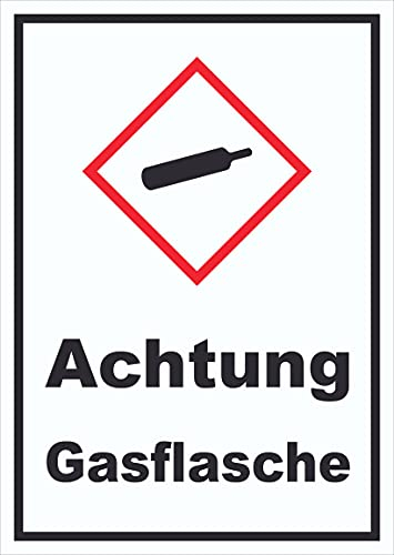 Schild Gasflasche Gas unter Druck hochkant A6 (105x148mm)