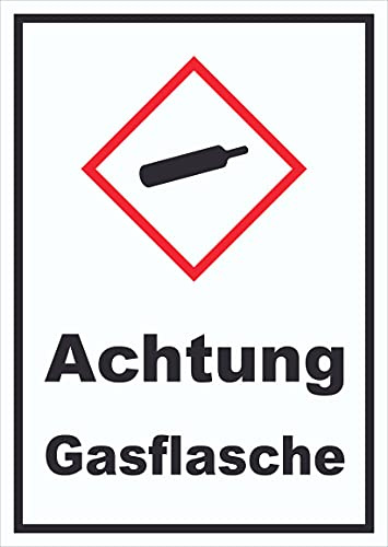Schild Gasflasche Gas unter Druck hochkant A3 Rückseite selbstklebend
